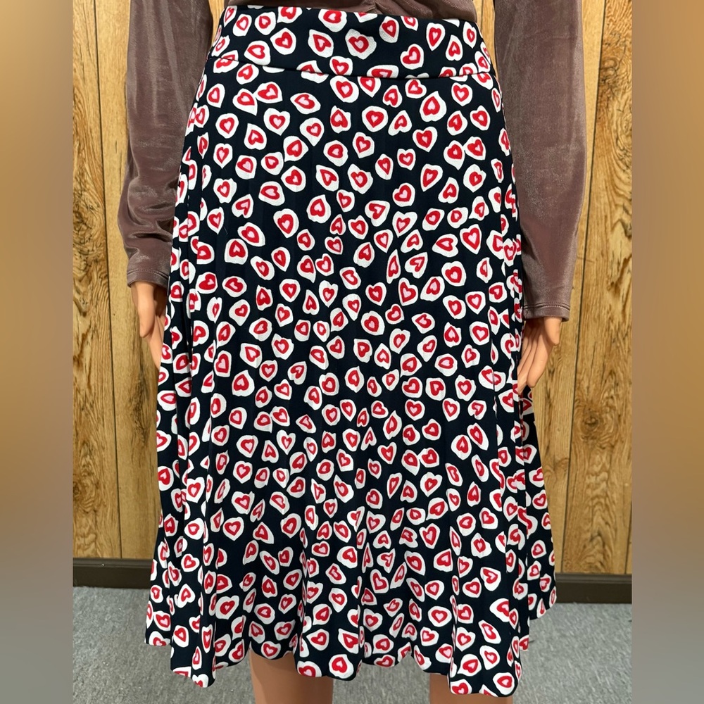 J. Crew Black Skirt with Red Heart Pattern